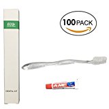 ECO Amenities Manual Disposable Toothbrush with Toothpaste, Individually Wrapped Paper Box, 100 Set per Case